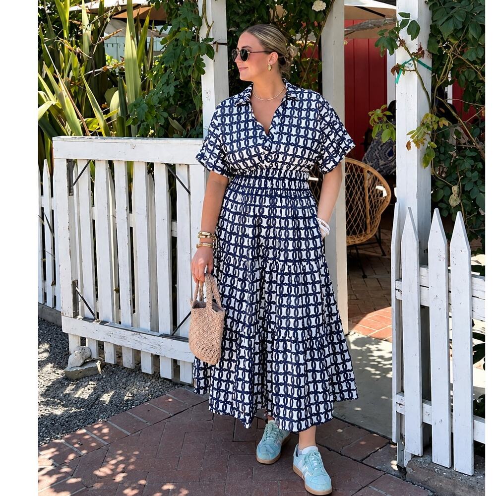 ANTHROPOLOGIE The Somerset Maxi Dress in Blue Link Size XS
